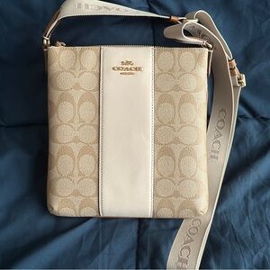 NWT Coach Mini Rowan Signature Canvas with Stripe Bag in Light Khaki